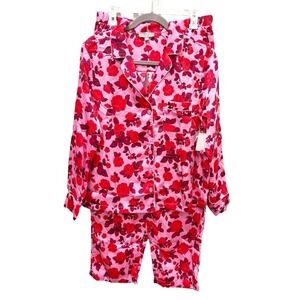 Loft Sleep Floral Satin Pajama Set Size Medium NWT Bloomcore Relax Cozy